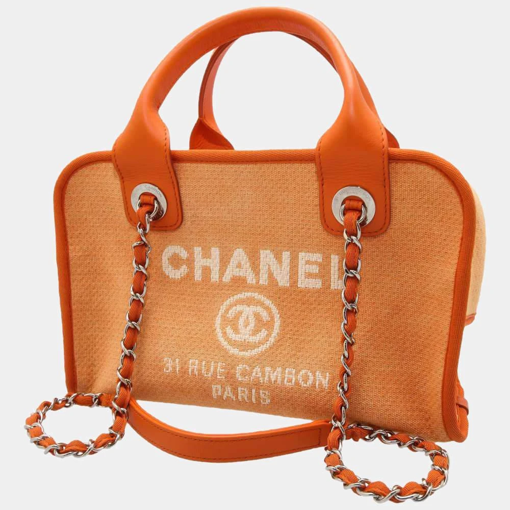 商品[二手商品] Chanel|Chanel Orange Canvas Deauville Bowling Bag,价格¥18297,第1张图片