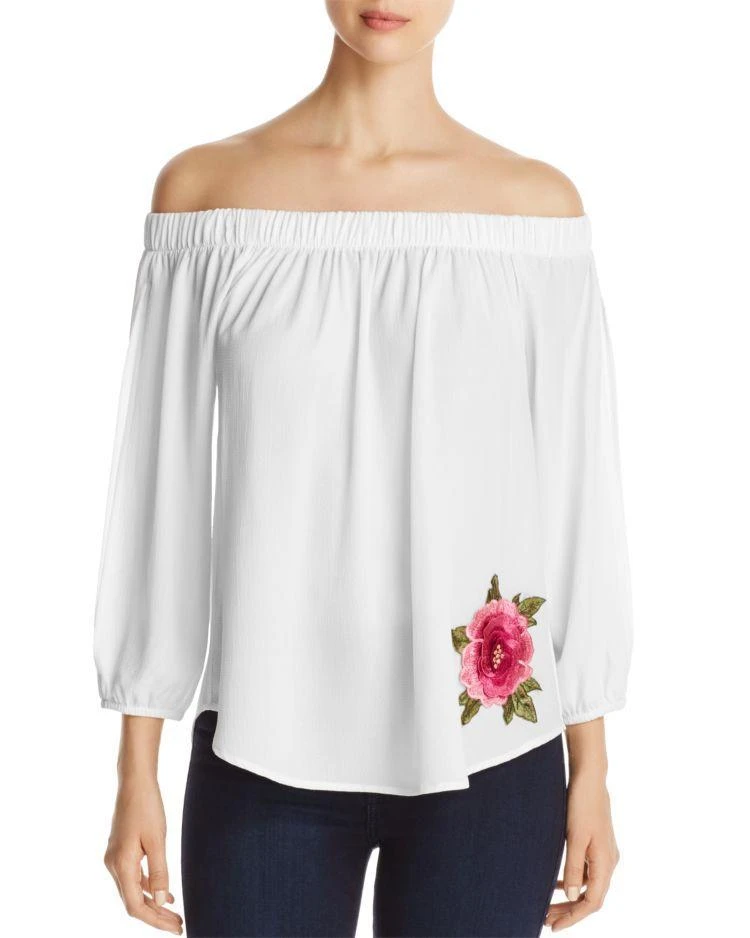 商品Kim & Cami|Kim & Cami Off-the-Shoulder Floral Appliqu&eacute; Top,价格¥204,第1张图片