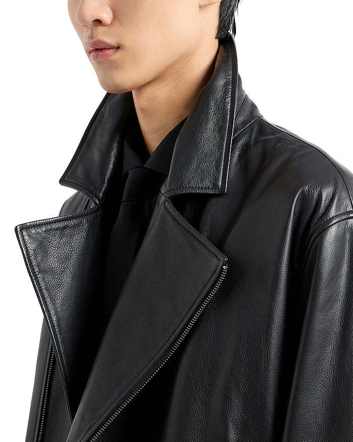 商品Emporio Armani|Asymmetrical Leather Biker Jacket,价格¥7692,第4张图片详细描述