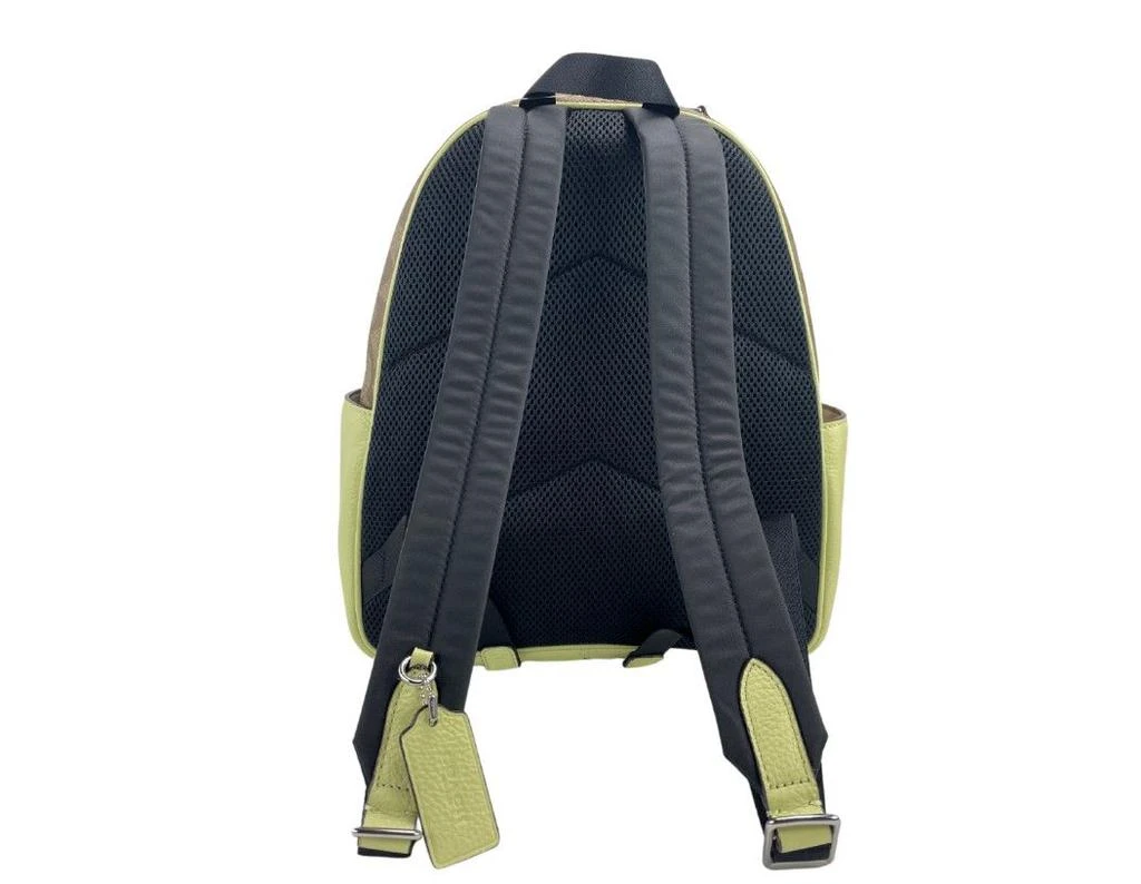 商品Coach|COACH (5671) Court Signature Leather Khaki/Pale Lime Medium Backpack Bookbag Bag,价格¥2790,第2张图片详细描述