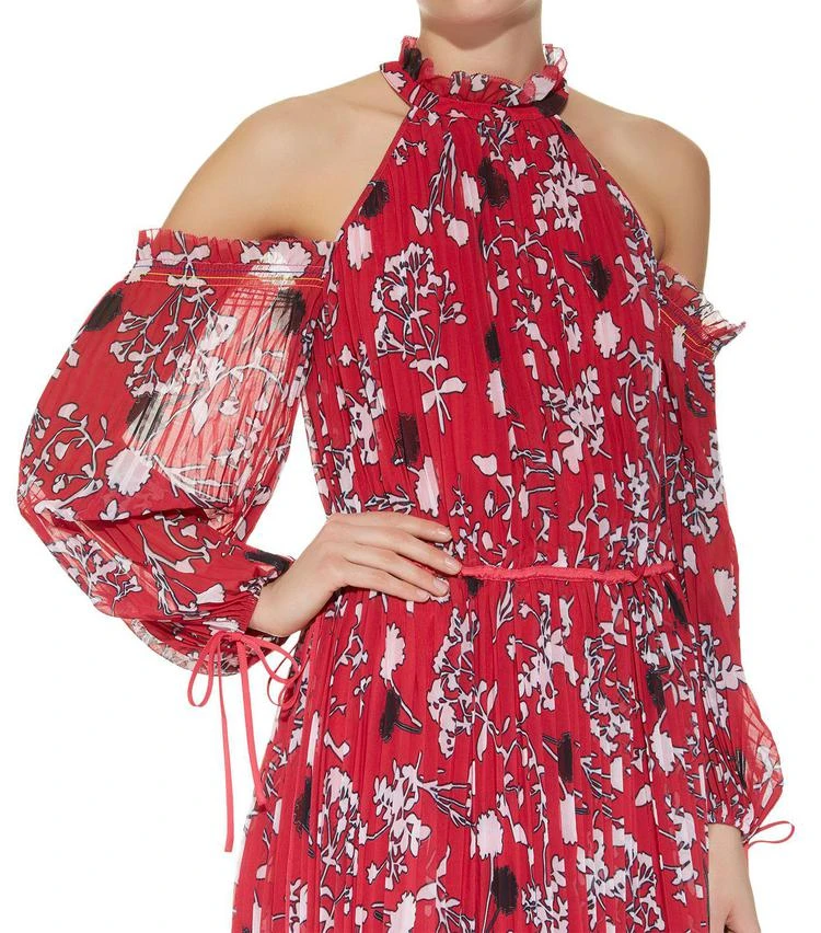 商品Self Portrait|Floral Pleated Cold Shoulder Maxi Dress,价格¥4188,第4张图片详细描述