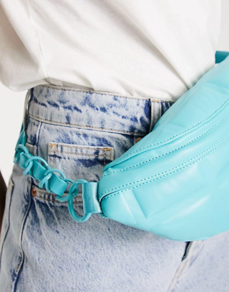 商品Topshop|Topshop bea quilted bumbag in blue,价格¥116,第3张图片详细描述