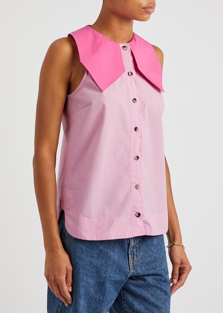 商品Ganni|Pink cotton-poplin shirt,价格¥996,第4张图片详细描述