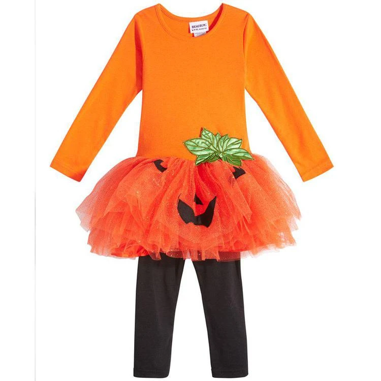 商品Blueberi Boulevard|Blueberry Boulevard Halloween Pumpkin Tutu Legging Set, Little Girls (4-6X),价格¥30,第1张图片