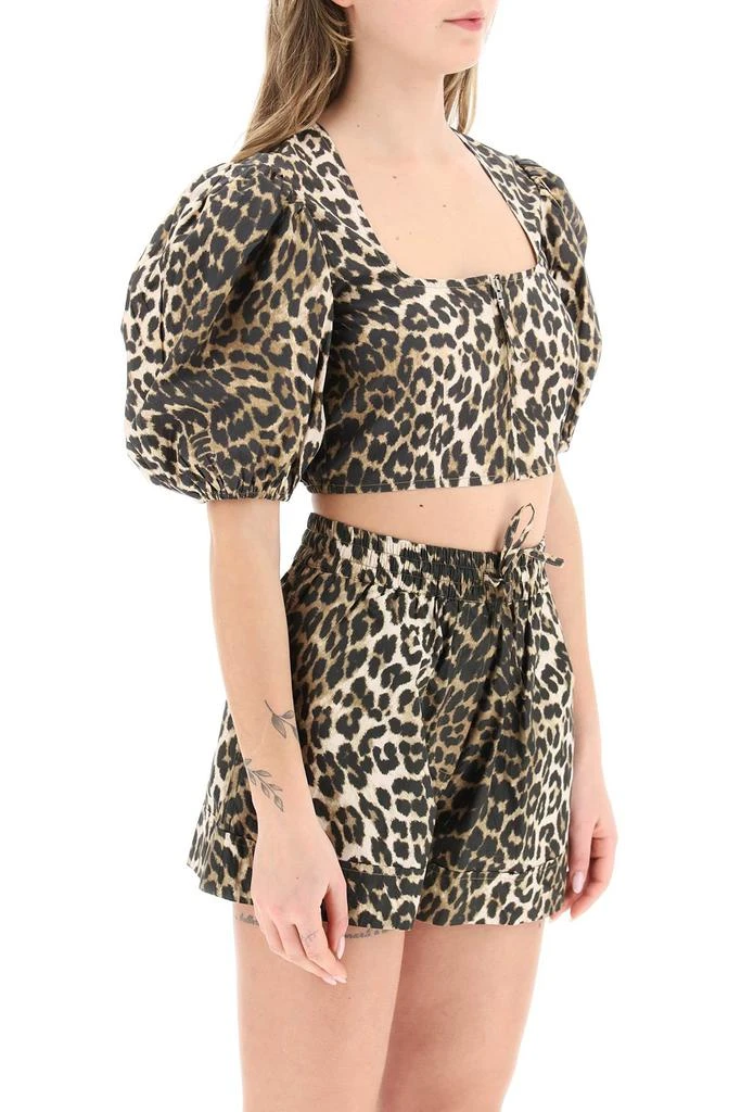 商品Ganni|Leopard Poplin Cropped Top,价格¥668,第3张图片详细描述