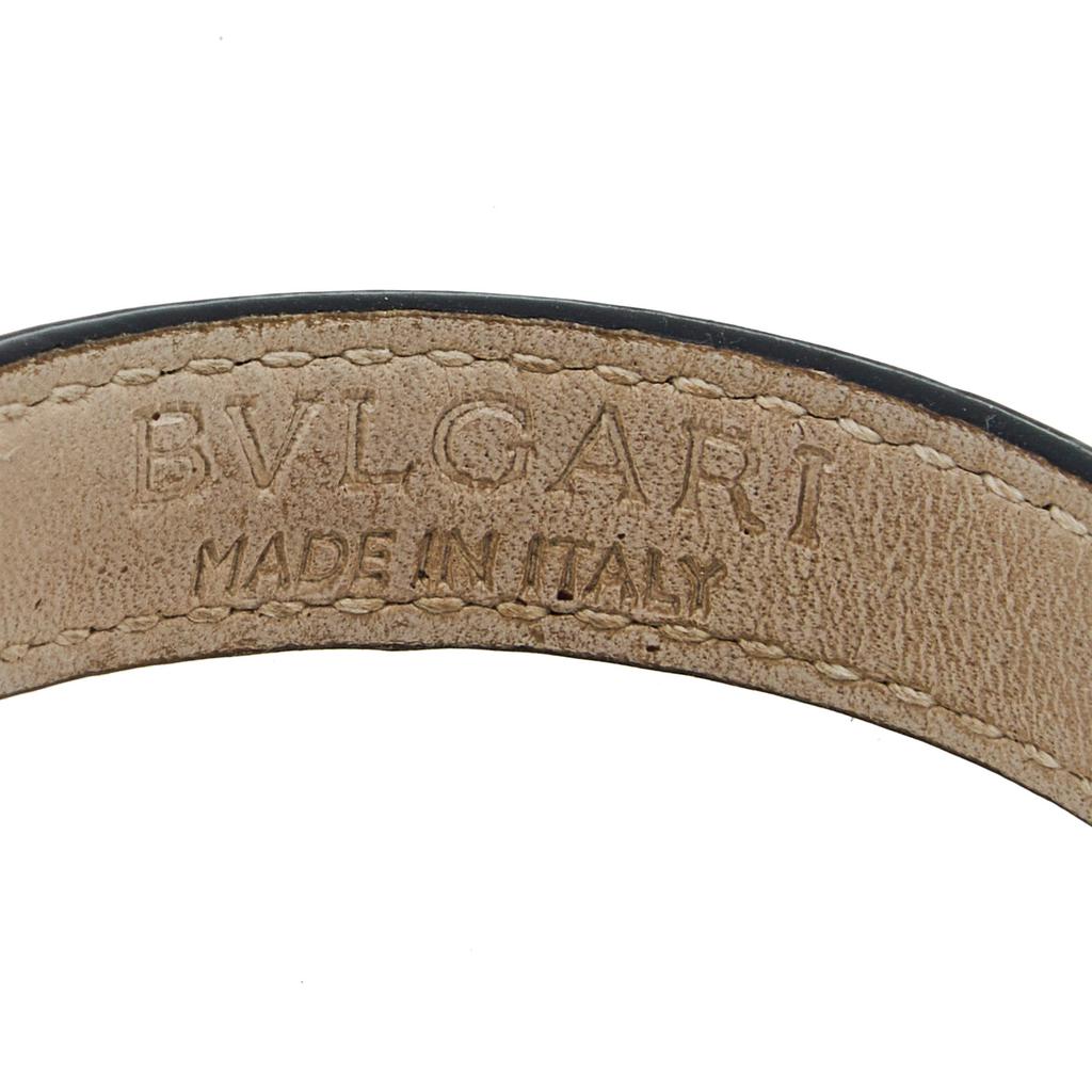 Bvlgari Divas' Dream Enamel Leather Gold Tone Metal Cuff Bracelet商品第7张图片规格展示