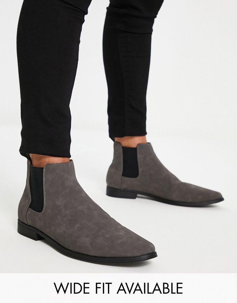 ASOS DESIGN chelsea boots in grey faux suede商品第1张图片规格展示