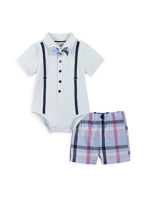 商品Andy & Evan|Baby Boy's 2-Piece Shirtzie Bodysuit & Plaid Shorts Set,价格¥186,第1张图片