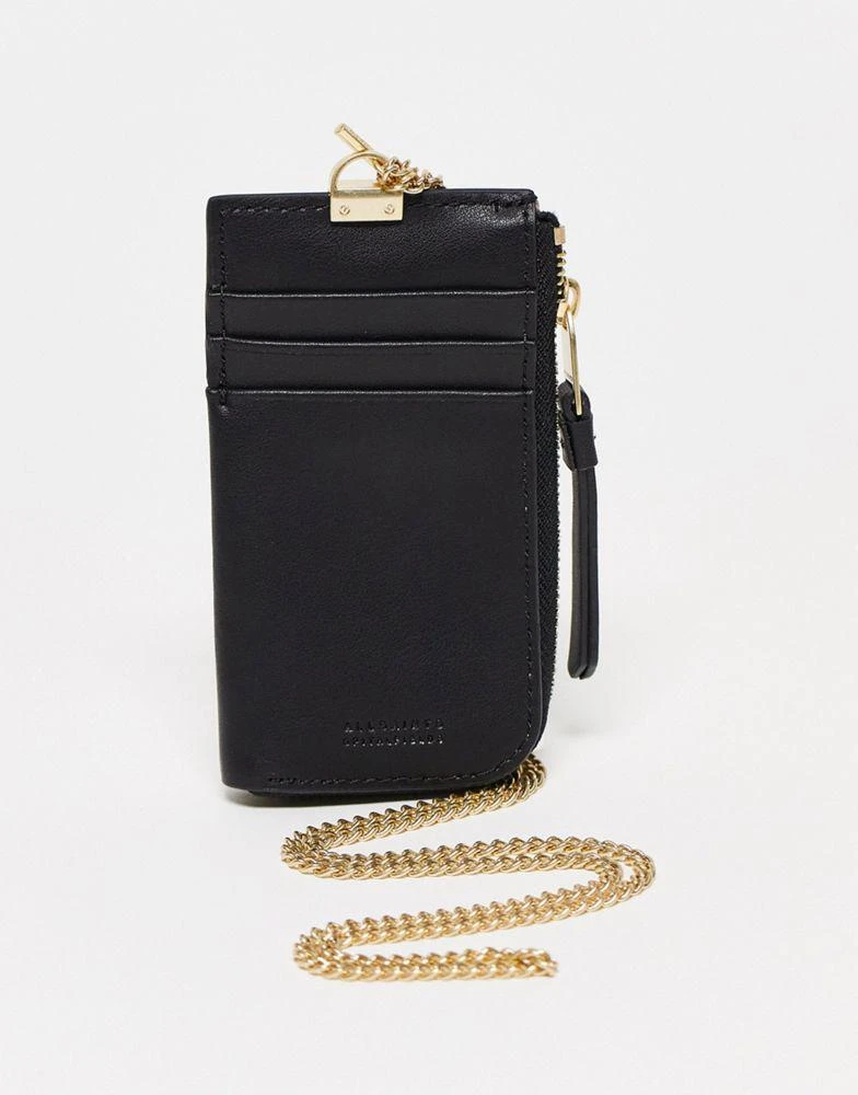 商品ALL SAINTS|AllSaints Lottie leather card holder in shiny black,价格¥253,第1张图片