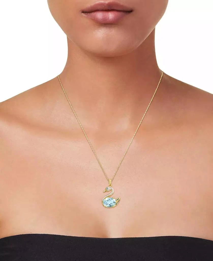 商品Macy's|Multi-Topaz Swan 18" Pendant Necklace (4-1/4 ct. t.w.) in 14k Gold-Plated Sterling Silver,价格¥1178,第2张图片详细描述