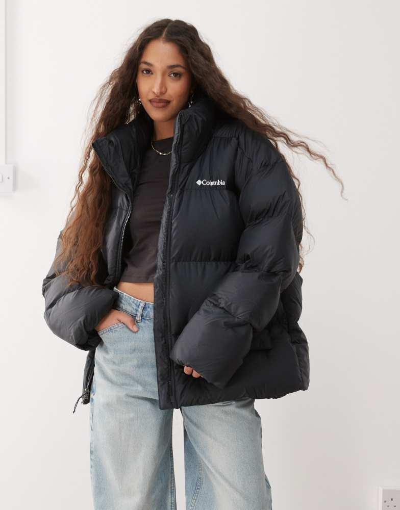 Shop Columbia Puffect Surplus oversized puffer coat in black