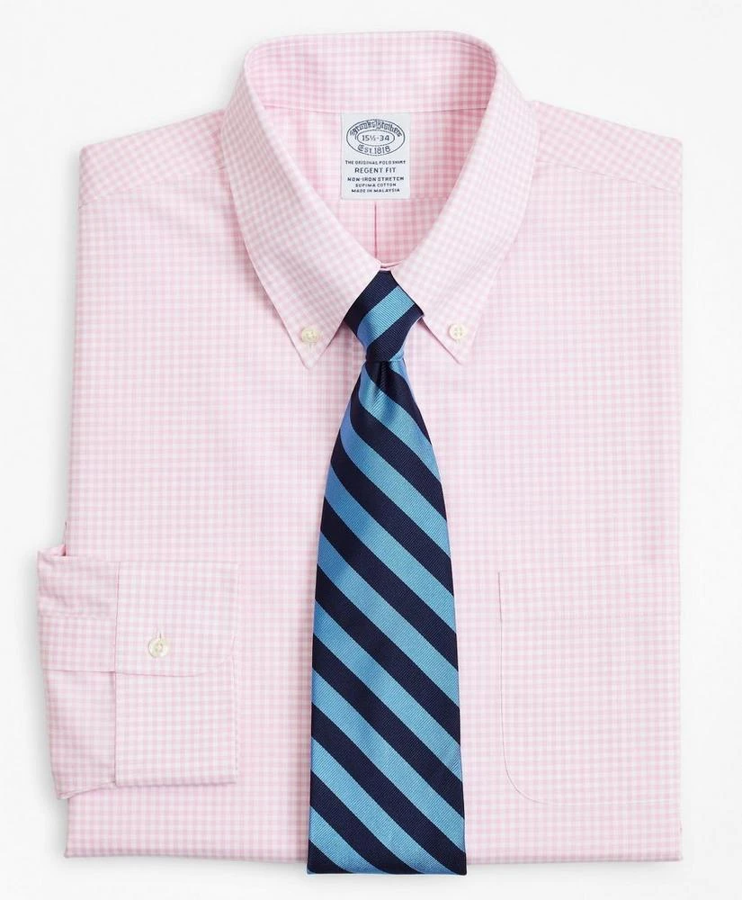 商品Brooks Brothers|Stretch Regent Regular-Fit  Dress Shirt, Non-Iron Poplin Button-Down Collar Gingham,价格¥472,第1张图片