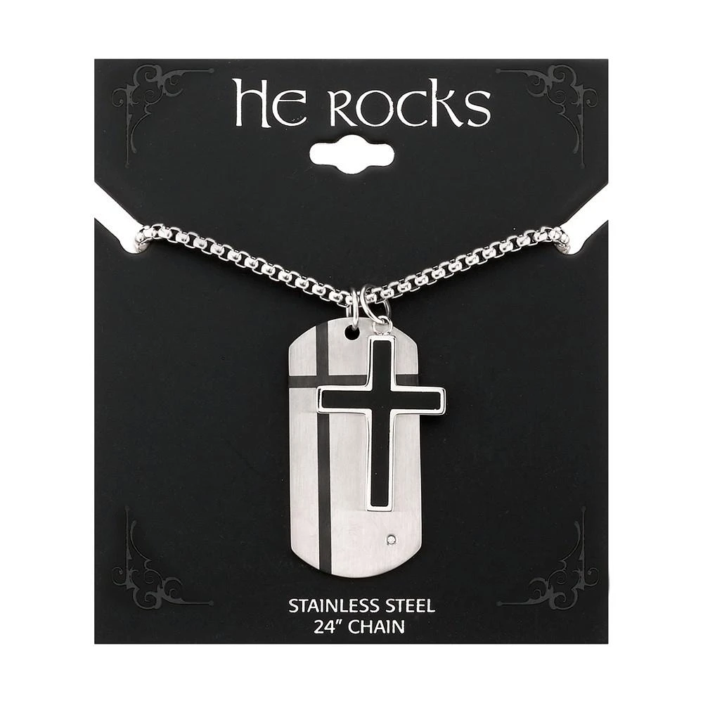 商品Unwritten|Cross and Tag Pendant in Stainless Steel, 24" Chain,价格¥360,第2张图片详细描述