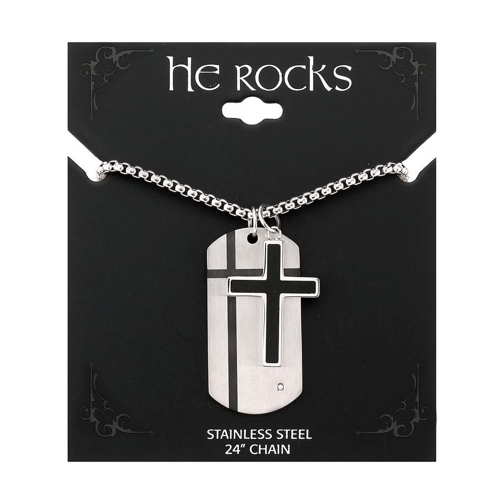 商品Unwritten|Cross and Tag Pendant in Stainless Steel, 24" Chain,价格¥344,第4张图片详细描述