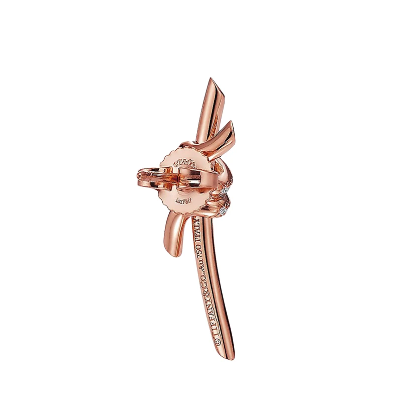   Tiffany & Co./蒂芙尼 22春夏新款 Knot系列 18K金 玫瑰金色 镶钻绳结耳钉69526144 商品