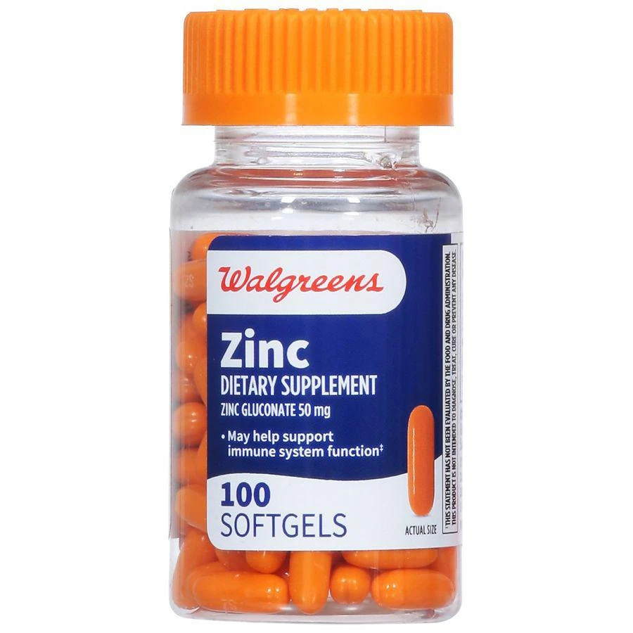 商品Walgreens|Zinc 50 mg Softgels,价格¥74,第1张图片