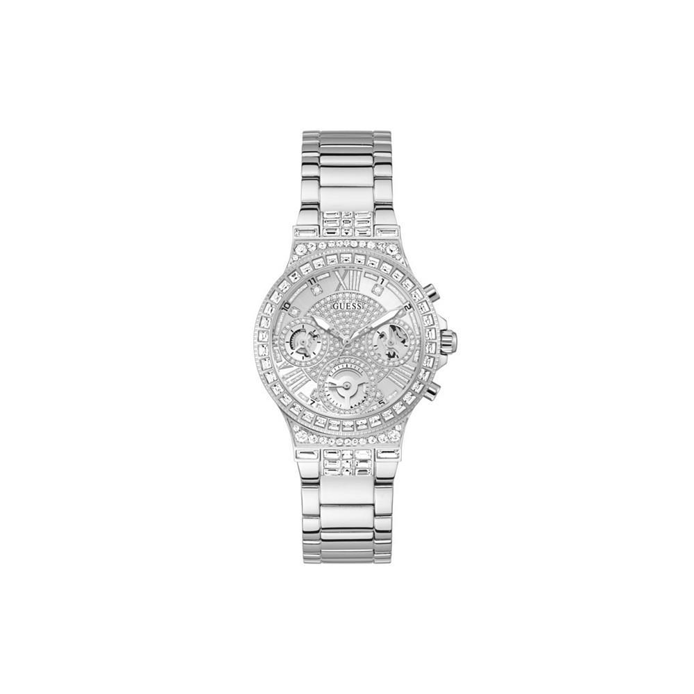 商品GUESS|Women's Silver-Tone Stainless Steel Glitz Bracelet Multi-Function Watch 36mm,价格¥780,第1张图片