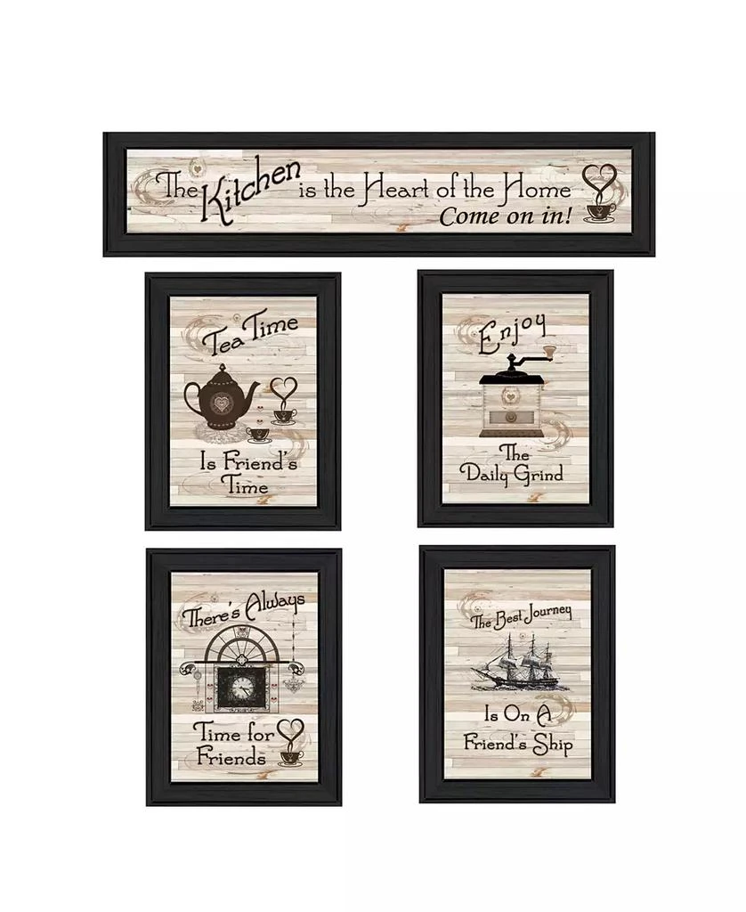 商品Trendy Décor 4U|Kitchen Friendship Collection II 5-Piece Vignette by Millwork Engineering, Black Frame, 33" x 11",价格¥2167,第1张图片