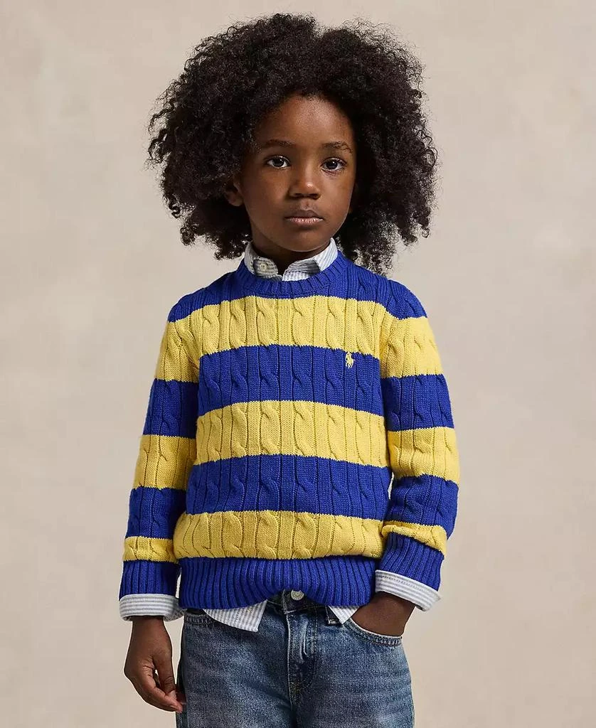 商品Ralph Lauren|Toddler and Little Boys Striped Cable-Knit Cotton Sweater,价格¥321,第1张图片