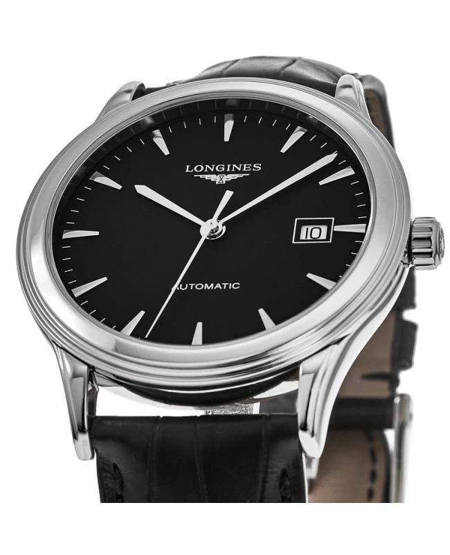 商品Longines|Longines Flagship Automatic Black Dial Black Leather Strap Unisex Watch L4.984.4.52.2,价格¥10310,第3张图片详细描述