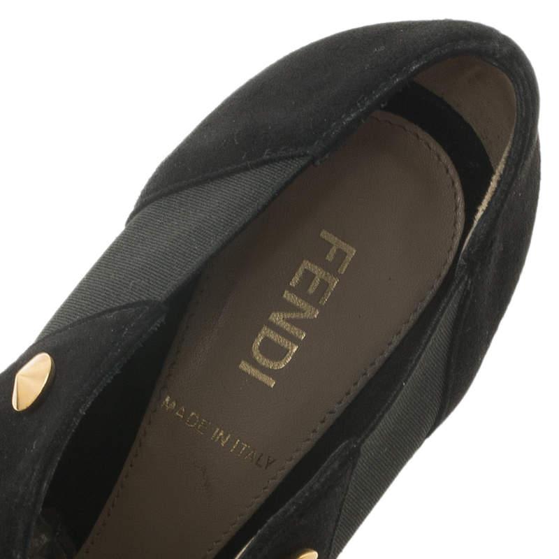 Fendi Black Studded Suede Platform Ankle Boots Size 37.5商品第10张图片规格展示
