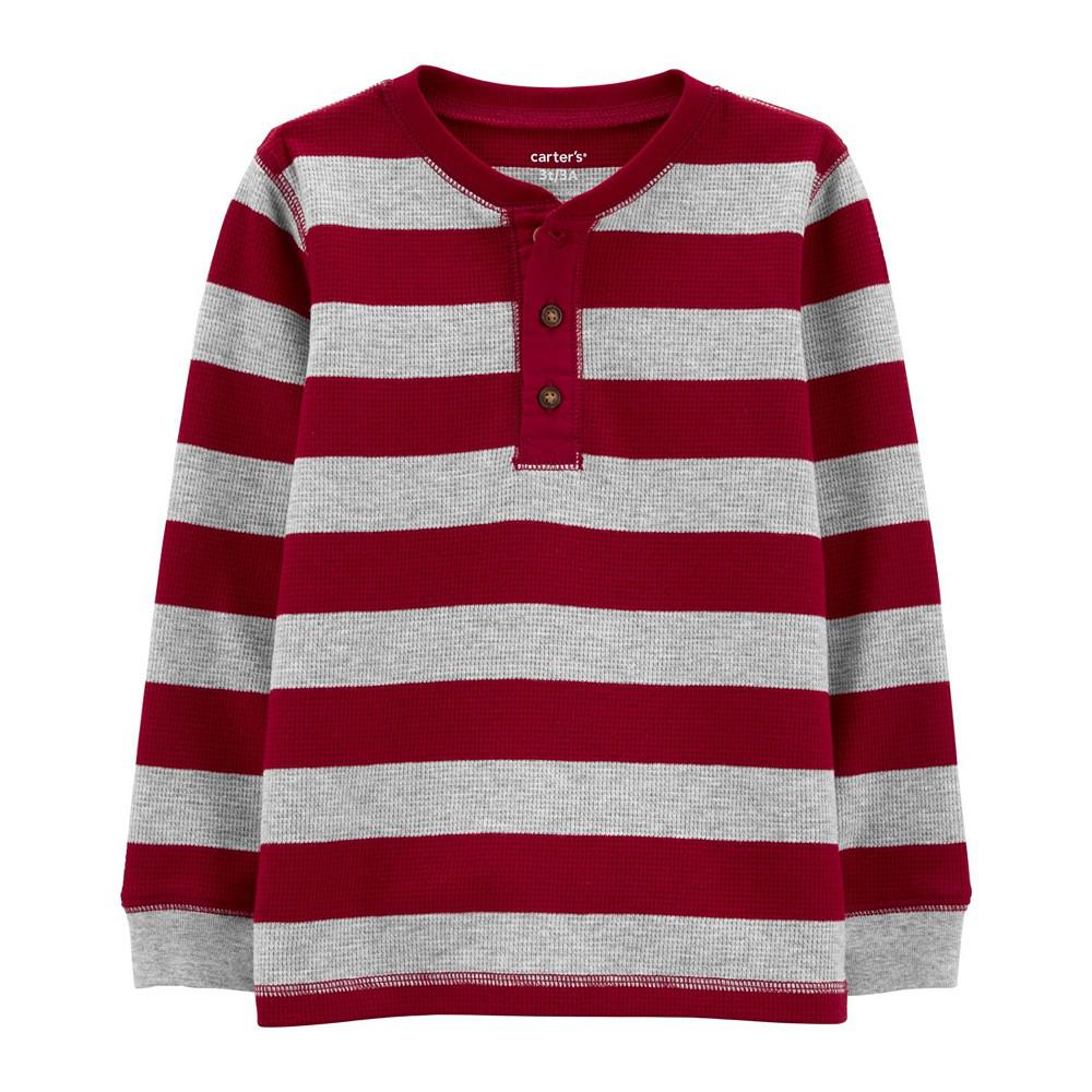 Toddler Boys Striped Henley T-shirt商品第1张图片规格展示
