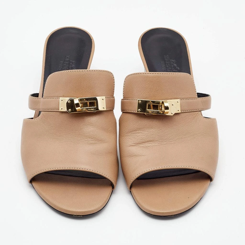 商品[二手商品] Hermes|Hermes Beige Leather Giulia Slides Size 38,价格¥10149,第3张图片详细描述