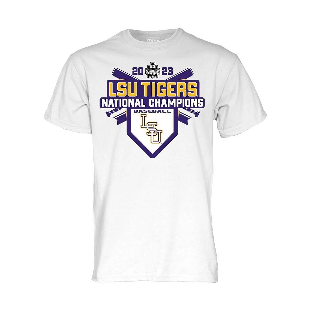 商品Blue 84|Men's and Women's White LSU Tigers 2023 NCAA Men's Baseball College World Series Champions Schedule T-shirt,价格¥261,第2张图片详细描述