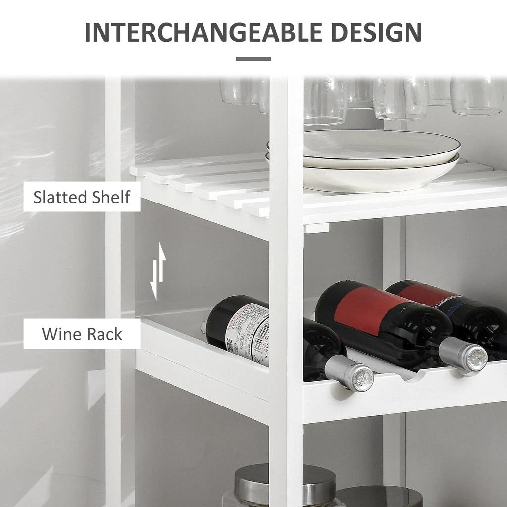 商品Streamdale Furniture|Streamdale White Rolling Kitchen Island with Storage & Wine Rack,价格¥1882,第4张图片详细描述