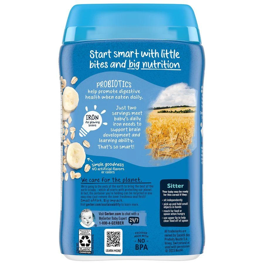 商品Gerber|婴儿2段辅食香蕉味燕麦糊 添加益生菌 227g,价格¥38,第2张图片详细描述