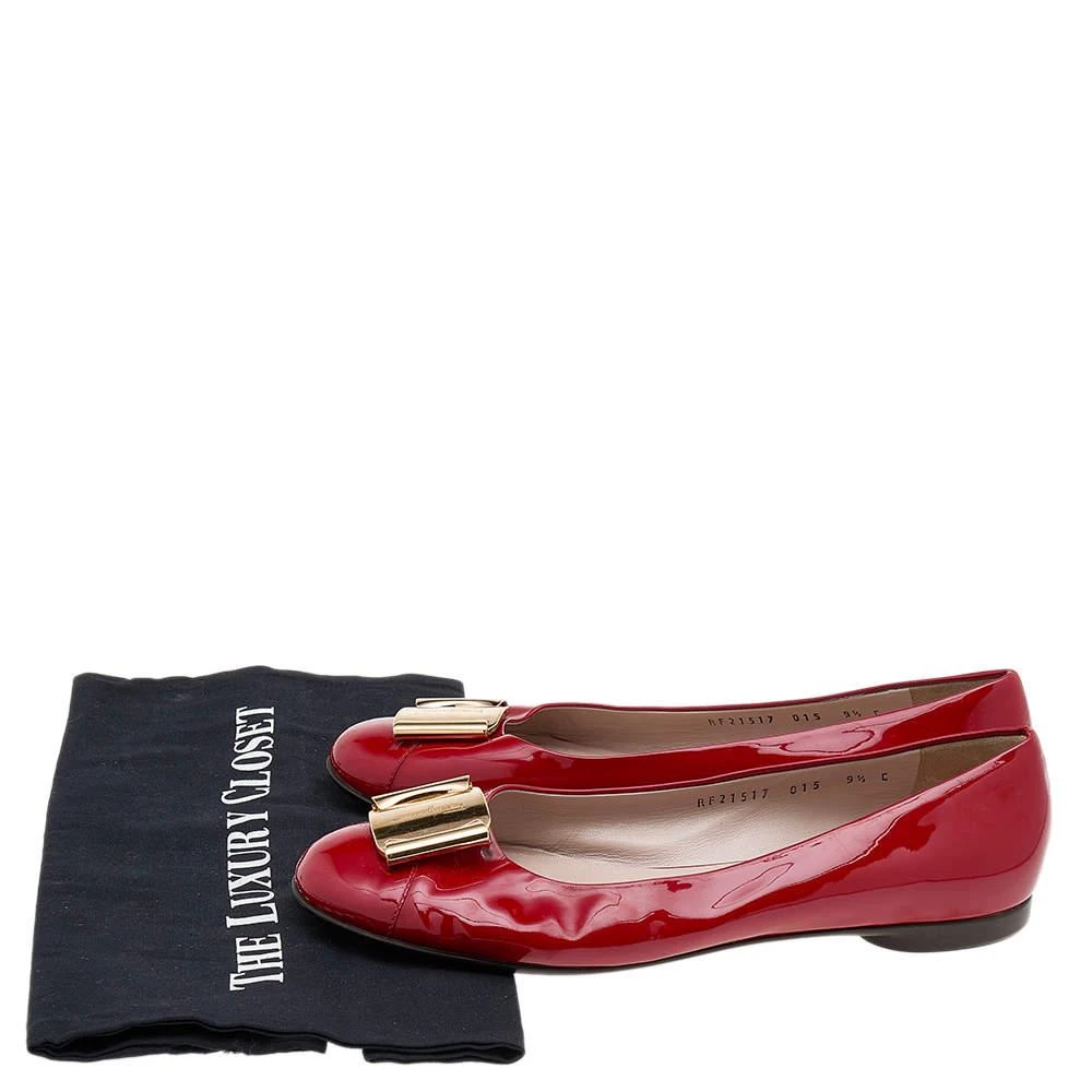 Salvatore Ferragamo Red Patent Leather Sun Ballet Flats Size 40 商品