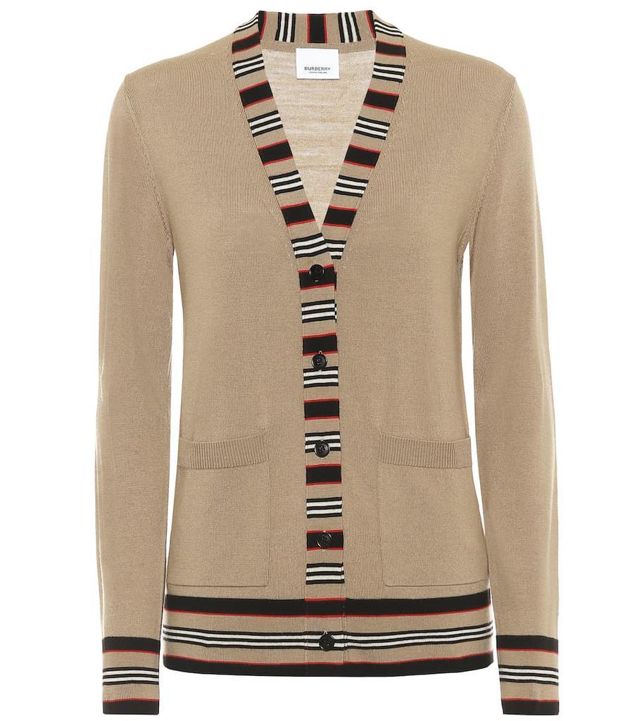 商品Burberry|Icon Stripe wool cardigan,价格¥3833,第1张图片