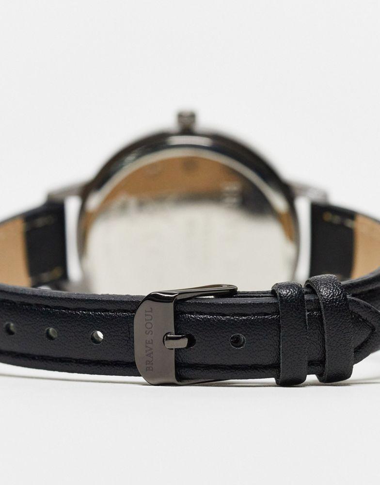 Brave Soul slimline strap watch in black商品第3张图片规格展示