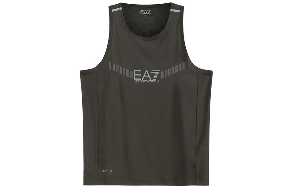 商品[国内直发] Emporio Armani|[预售3天]阿玛尼 EA7 SS23 数字风格印花透气无袖背心 男款 深灰绿色,价格¥577,第1张图片