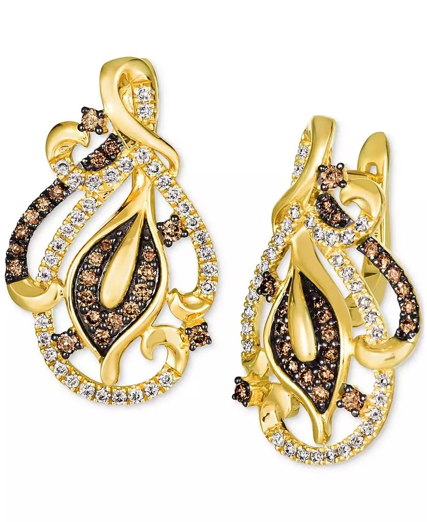 商品Le Vian|Nude Diamond & Chocolate Diamond Openwork Filigree Drop Earrings (1-1/8 ct. t.w.) in 14k Gold,价格¥18461,第1张图片