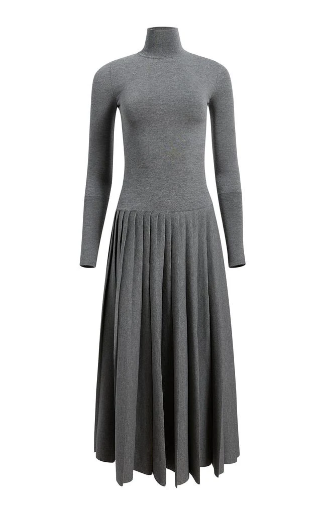 商品Khaite|Khaite - Lisette Pleated Knit Merino Wool-Blend Maxi Dress - Grey - S - Moda Operandi,价格¥20211,第1张图片
