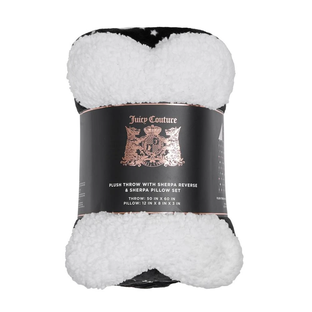 商品Juicy Couture|Paw Heart Pet Plush Sherpa 50" x 60" Blanket Bone Pillow, Set of 2,价格¥180,第2张图片详细描述