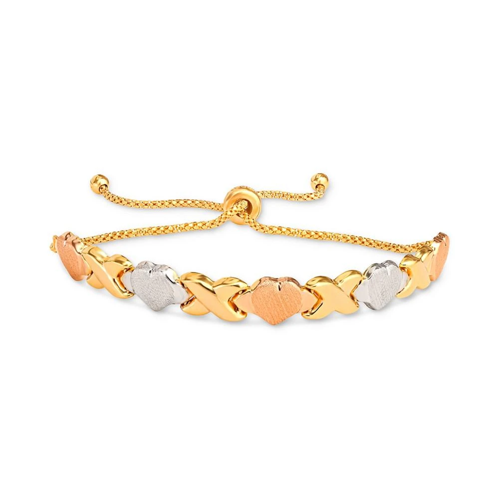 商品Macy's|Hearts & Kisses Bolo Bracelet in 18k Tri-Color 14k Gold-Plated Sterling Silver,价格¥912,第1张图片