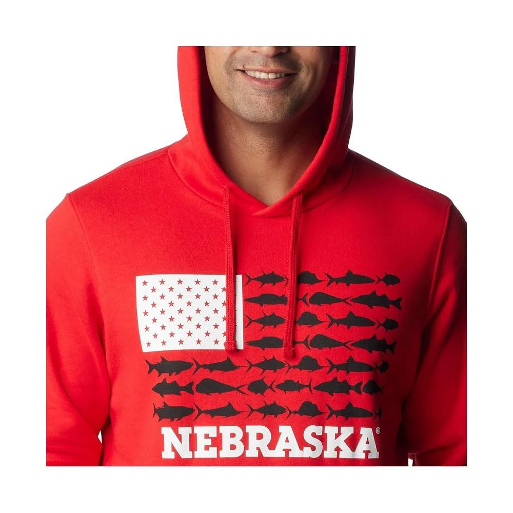 商品Columbia|Men's Scarlet Nebraska Huskers PFG Fish Flag II Pullover Hoodie,价格¥528,第3张图片详细描述