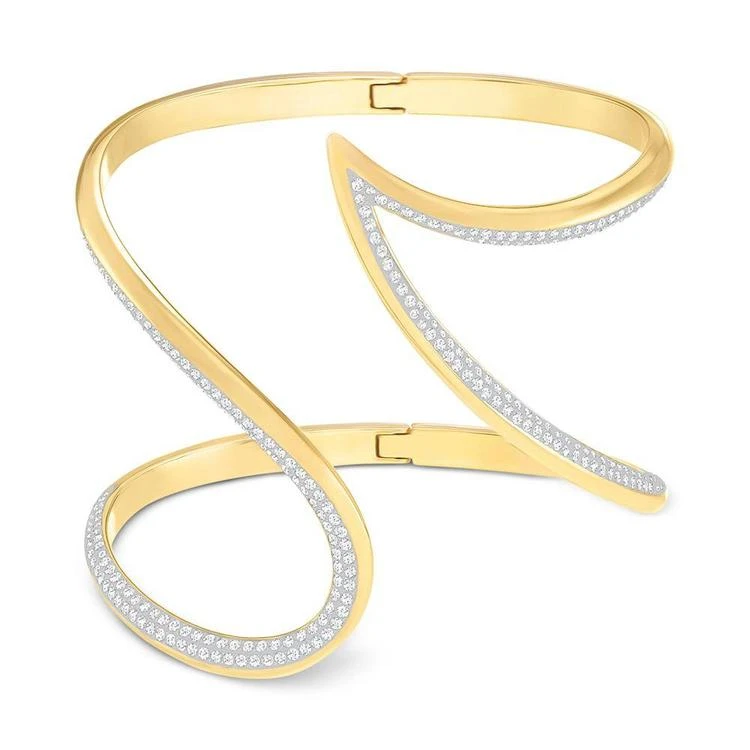 商品Swarovski|Groove Gold-Tone Pavé-Edge Open Cuff Bracelet,价格¥1495,第1张图片