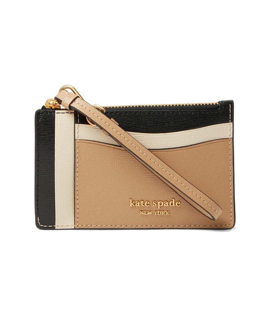 Morgan Color-Blocked Saffiano Leather Coin Card Case Wristlet商品第1张图片规格展示