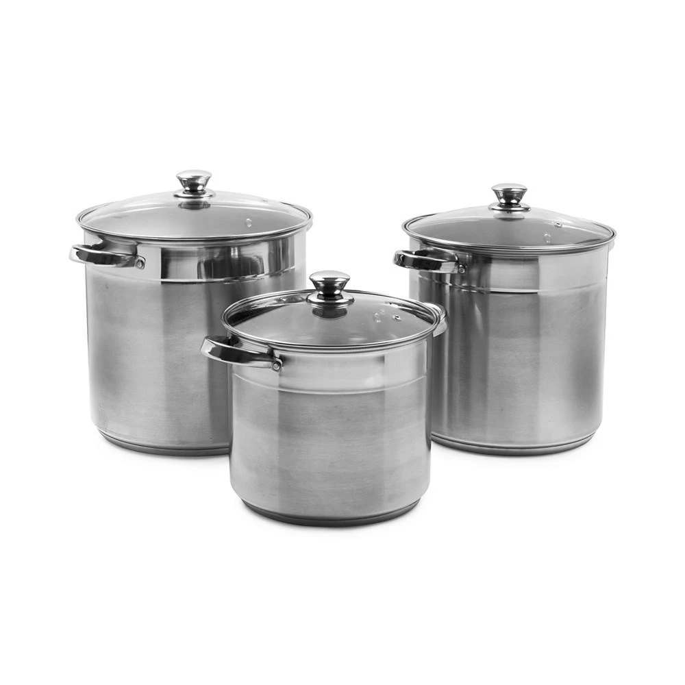 商品Sedona|3-Pc. Stainless Steel Stock Pots with Lids,价格¥538,第1张图片