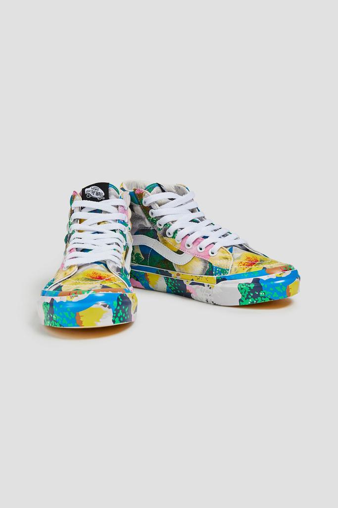 Leather-trimmed printed canvas high-top sneakers商品第2张图片规格展示