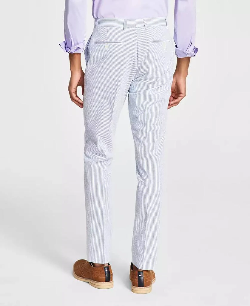 商品Tommy Hilfiger|Men's Modern-Fit THFlex Stretch Blue/White Stripe Seersucker Suit Pants,价格¥355,第3张图片详细描述