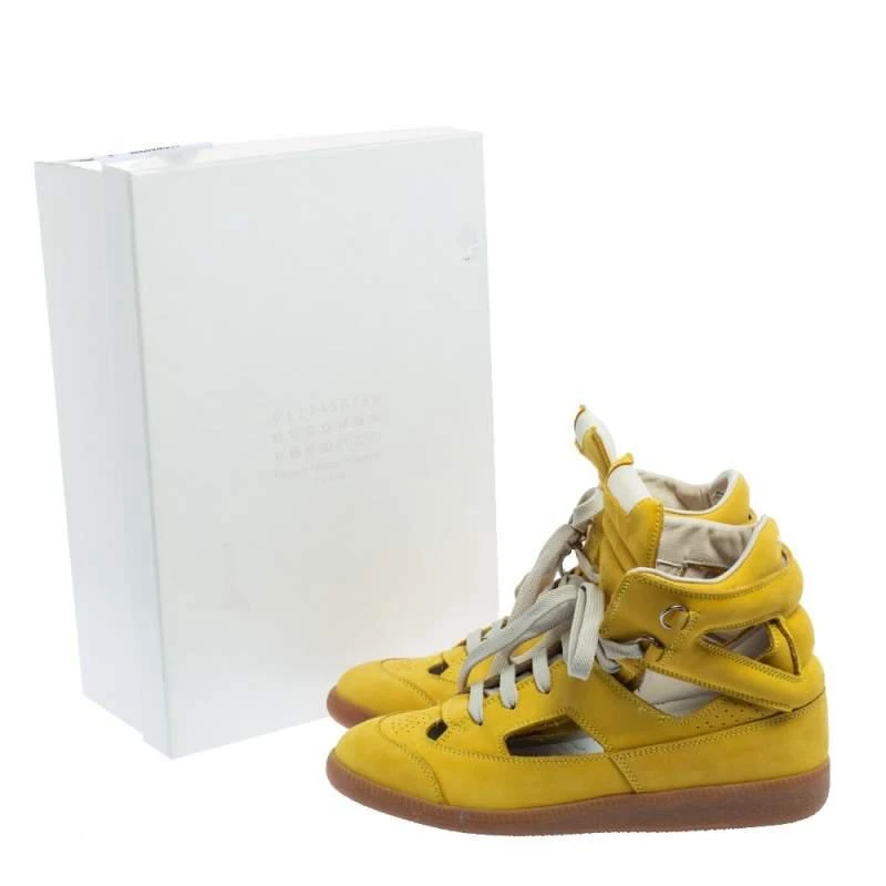 Maison Martin Margiela Yellow Nubuck Leather High Top Sneakers Size 39 商品