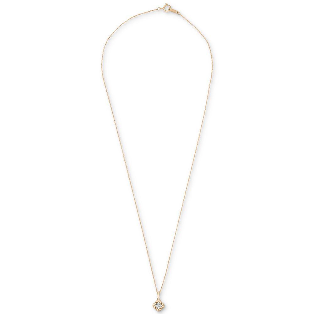 商品Macy's|Diamond Solitaire Flower 18" Pendant Necklace (1/4 ct. t.w.) in 14k Gold, Created for Macy's,价格¥7879,第5张图片详细描述