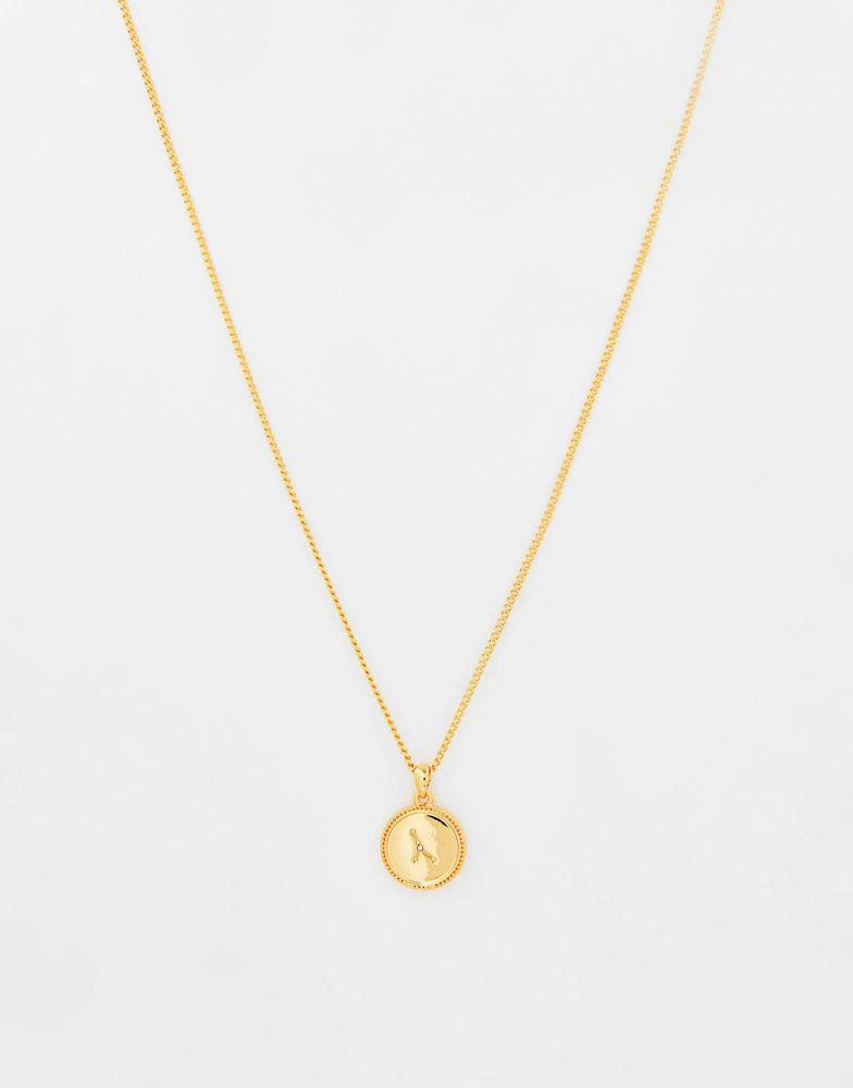 商品ASOS|ASOS DESIGN 14k gold plated necklace with reversible zodiac cancer pendant,价格¥87,第2张图片详细描述