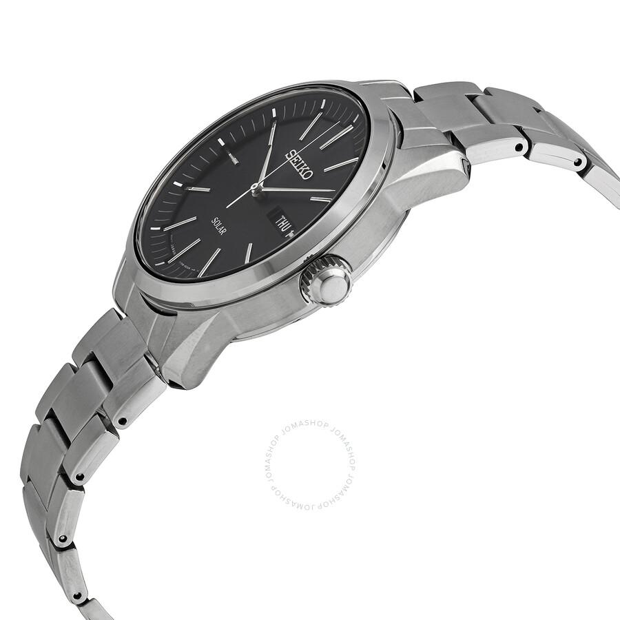 メンズウェア Black Watch Collared Snead Seiko Conceptual Black Dial Men's Watch SNE527 - Men's