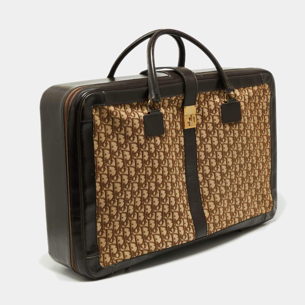 商品[二手商品] Dior|Dior Beige/Brown Diorissimo Canvas and Leather Vintage Suitcase,价格¥3162,第5张图片详细描述