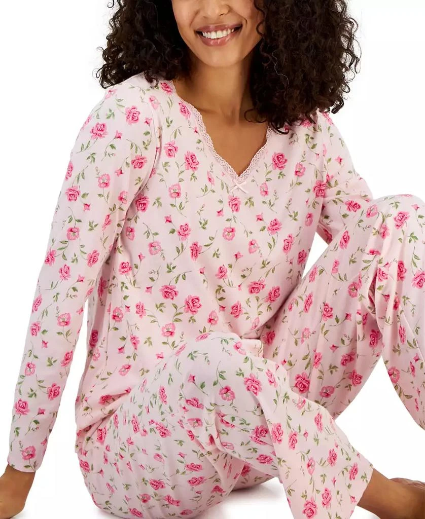 商品Charter Club|Women's Cotton Long-Sleeve Lace-Trim Pajamas Set, Created for Macy's,价格¥299,第3张图片详细描述